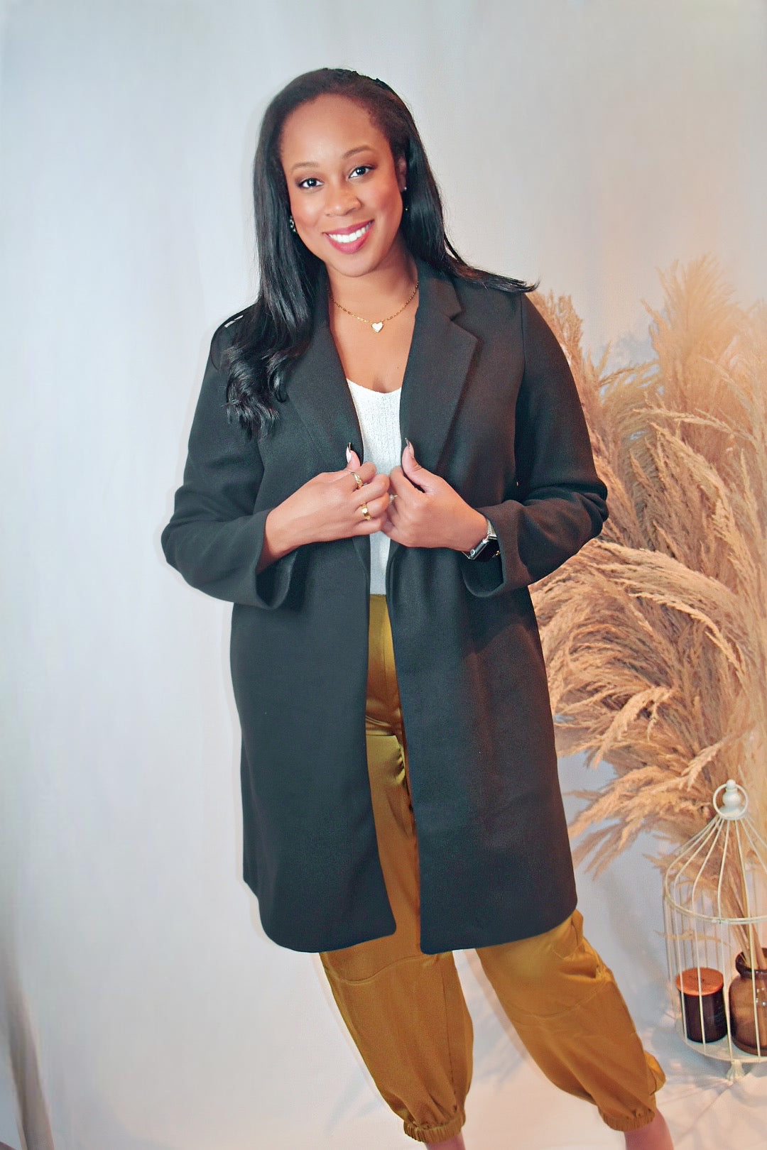 A Little Mysterious | Black Fleece Long Line Coat