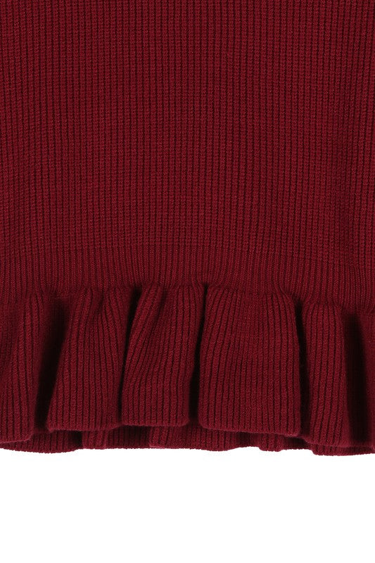 Fireside Romance | Burgundy Peplum Sweater Top