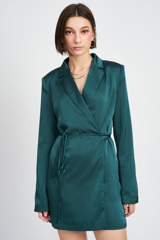 Jackpot | Emerald Green WRAPPED BLAZER MINI DRESS