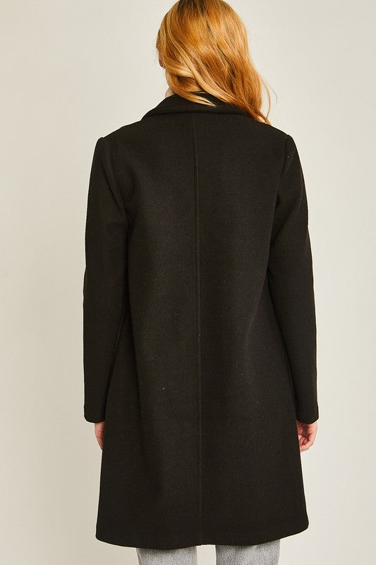 A Little Mysterious | Black Fleece Long Line Coat