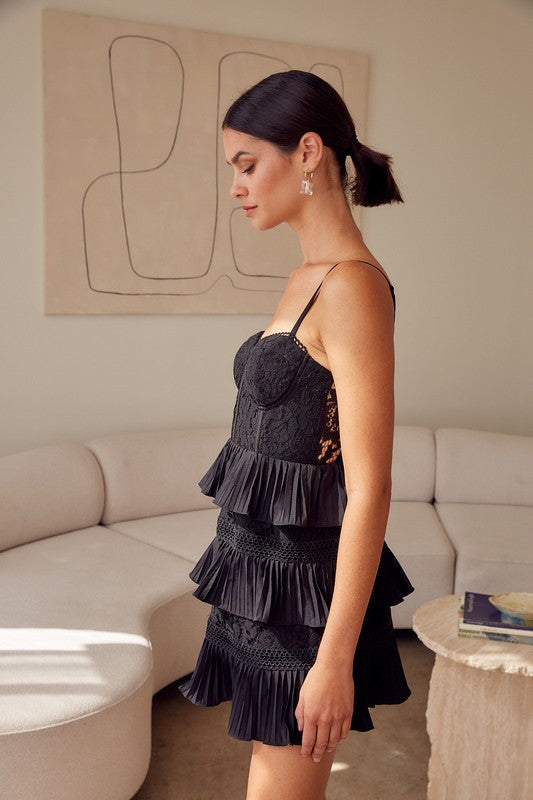 Midnight Kiss | Tiered Lace Knitted Dress