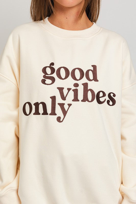 The Vibes | Letter Embroidery Oversized Sweatshirt