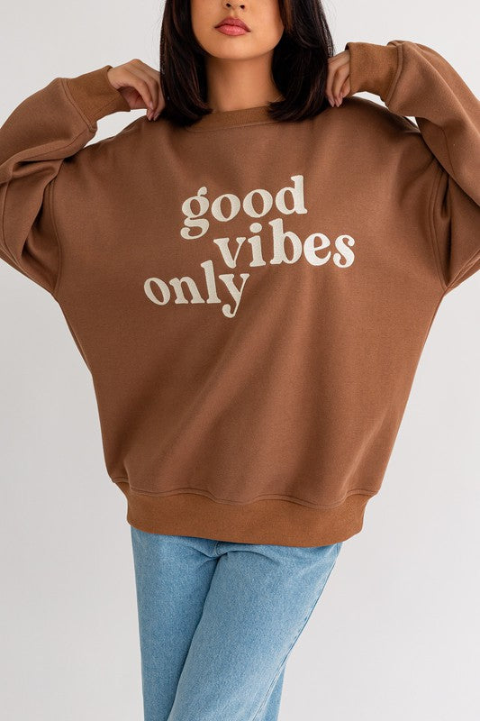 The Vibes | Letter Embroidery Oversized Sweatshirt