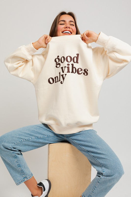 The Vibes | Letter Embroidery Oversized Sweatshirt