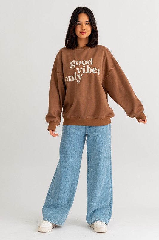 The Vibes | Letter Embroidery Oversized Sweatshirt