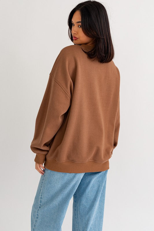 The Vibes | Letter Embroidery Oversized Sweatshirt