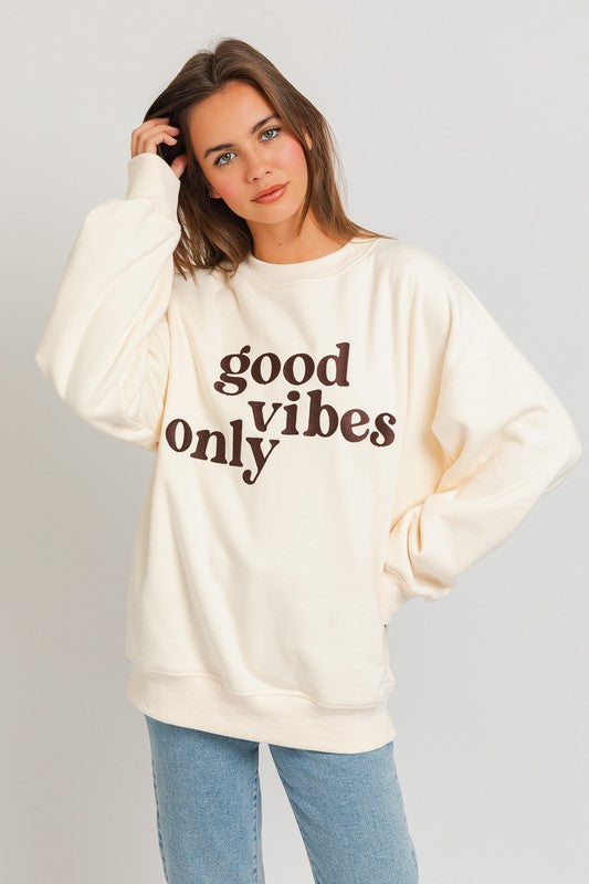 The Vibes | Letter Embroidery Oversized Sweatshirt