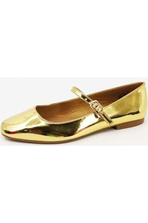 Midas Touch | Gold Square Toe MaryJane Ballet Flat