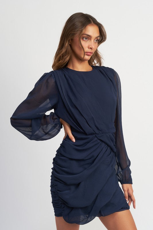 No Nonsense | LONG SLEEVE RUCHED MINI DRESS