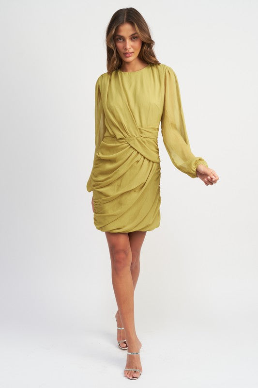 No Nonsense | LONG SLEEVE RUCHED MINI DRESS