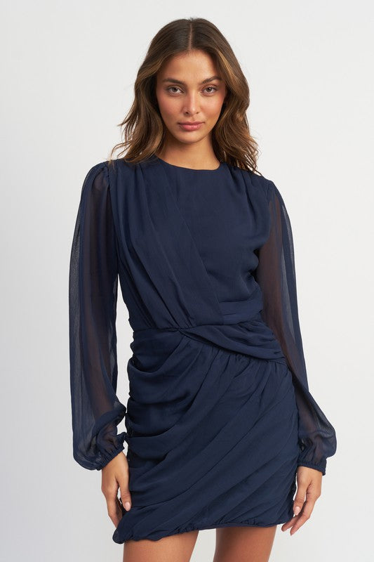 No Nonsense | LONG SLEEVE RUCHED MINI DRESS