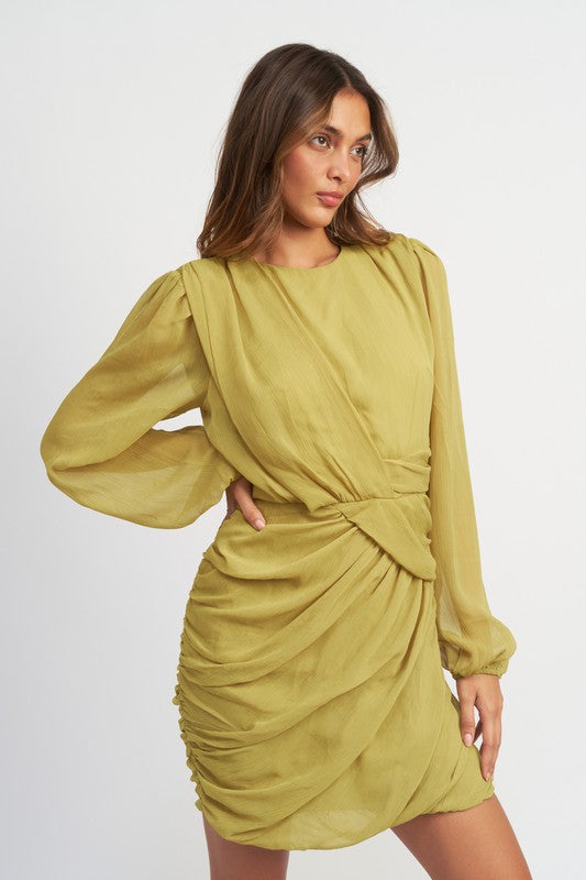 No Nonsense | LONG SLEEVE RUCHED MINI DRESS