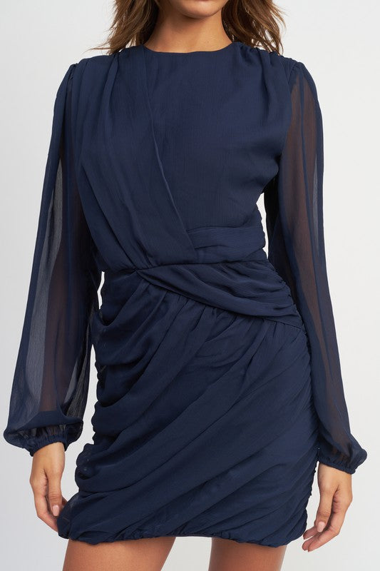No Nonsense | LONG SLEEVE RUCHED MINI DRESS