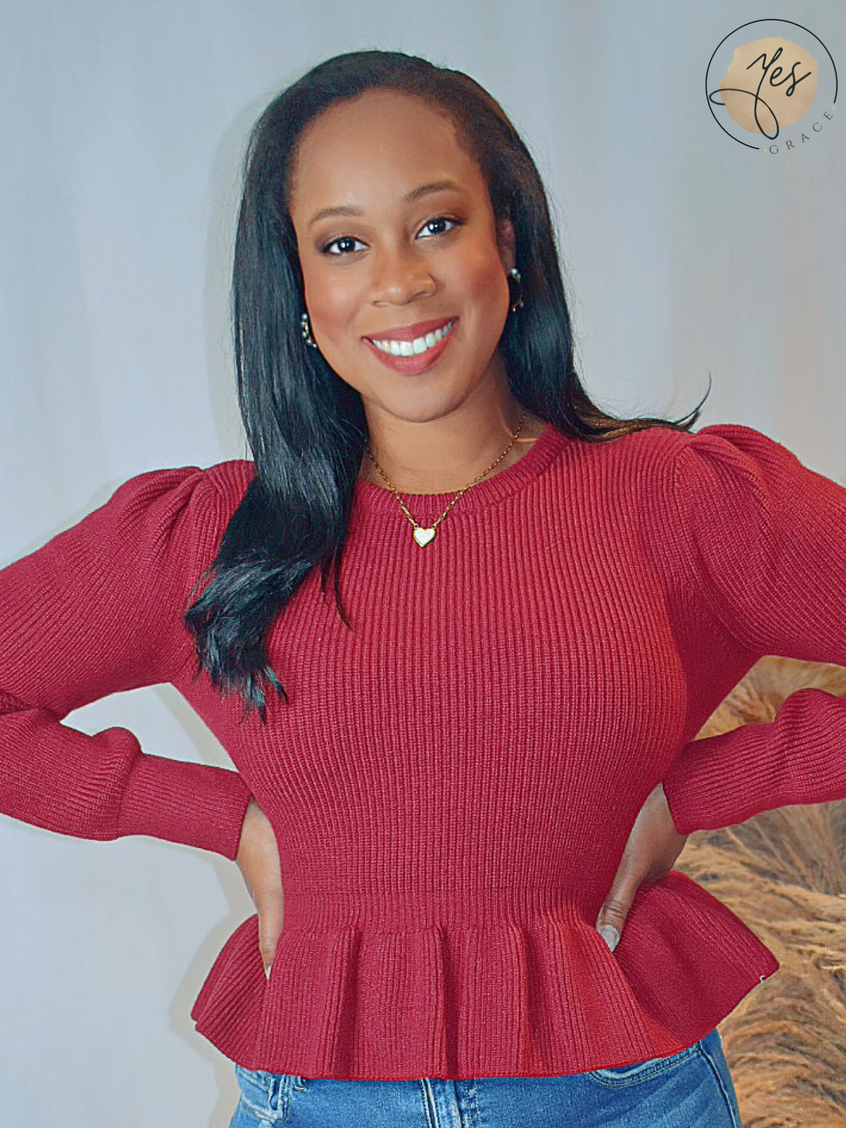 Fireside Romance | Burgundy Peplum Sweater Top