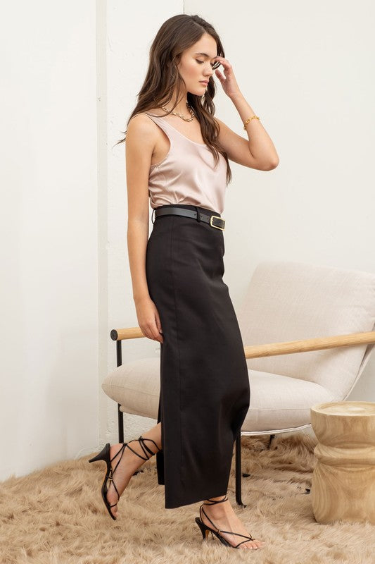 Kassie | Satin Tank Top  | Taupe
