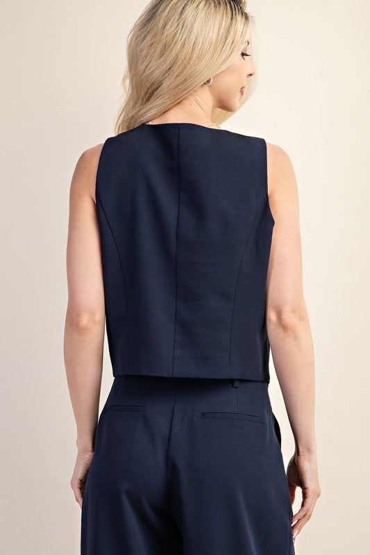 Adeline | Tailored Button Down Waistcoat | Navy