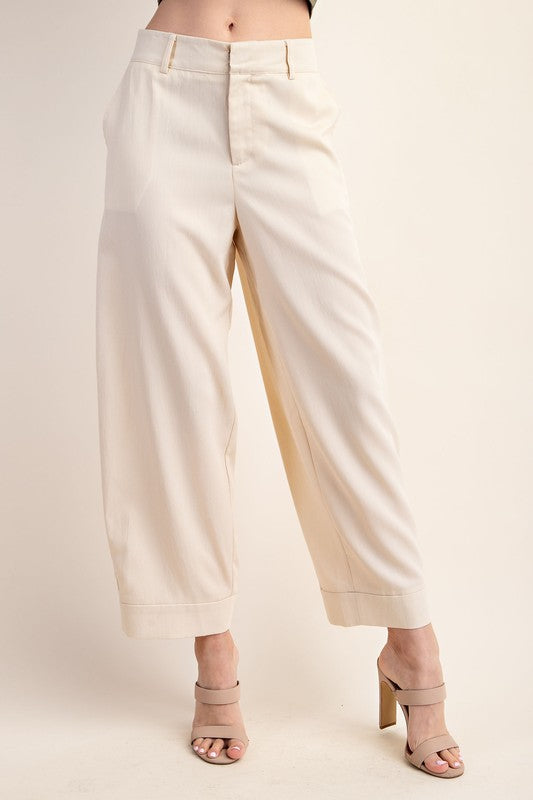 Adrienne | Tailored High Waist Cropped Pants | Cream