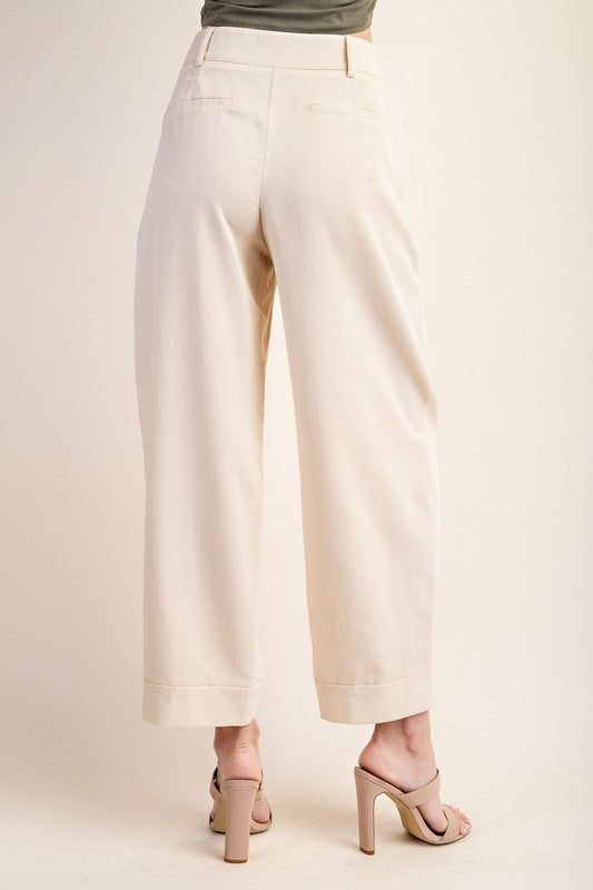 Adrienne | Tailored High Waist Cropped Pants | Cream