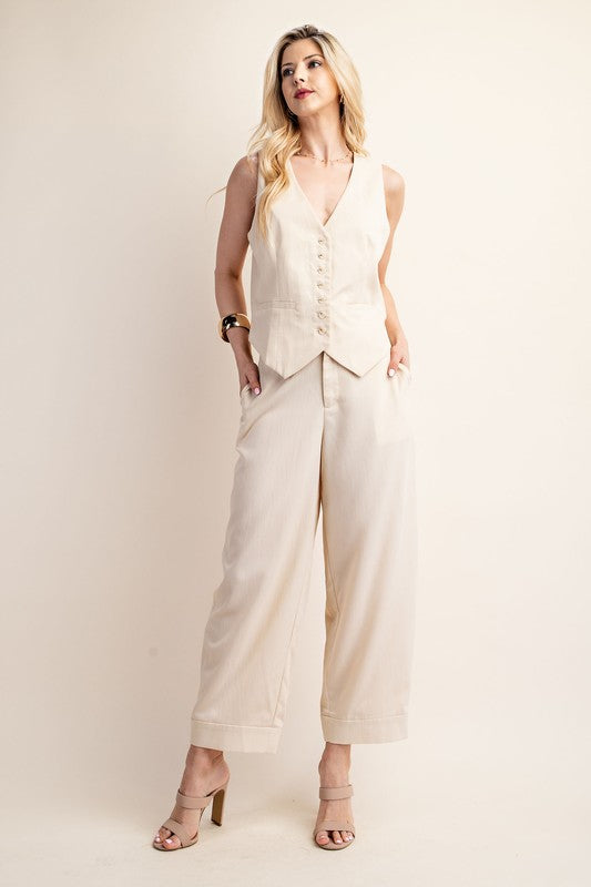 Adrienne | Tailored High Waist Cropped Pants | Cream