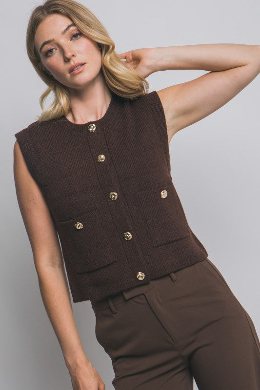 Effortless | Mocha Sleeveless Sweater Vest
