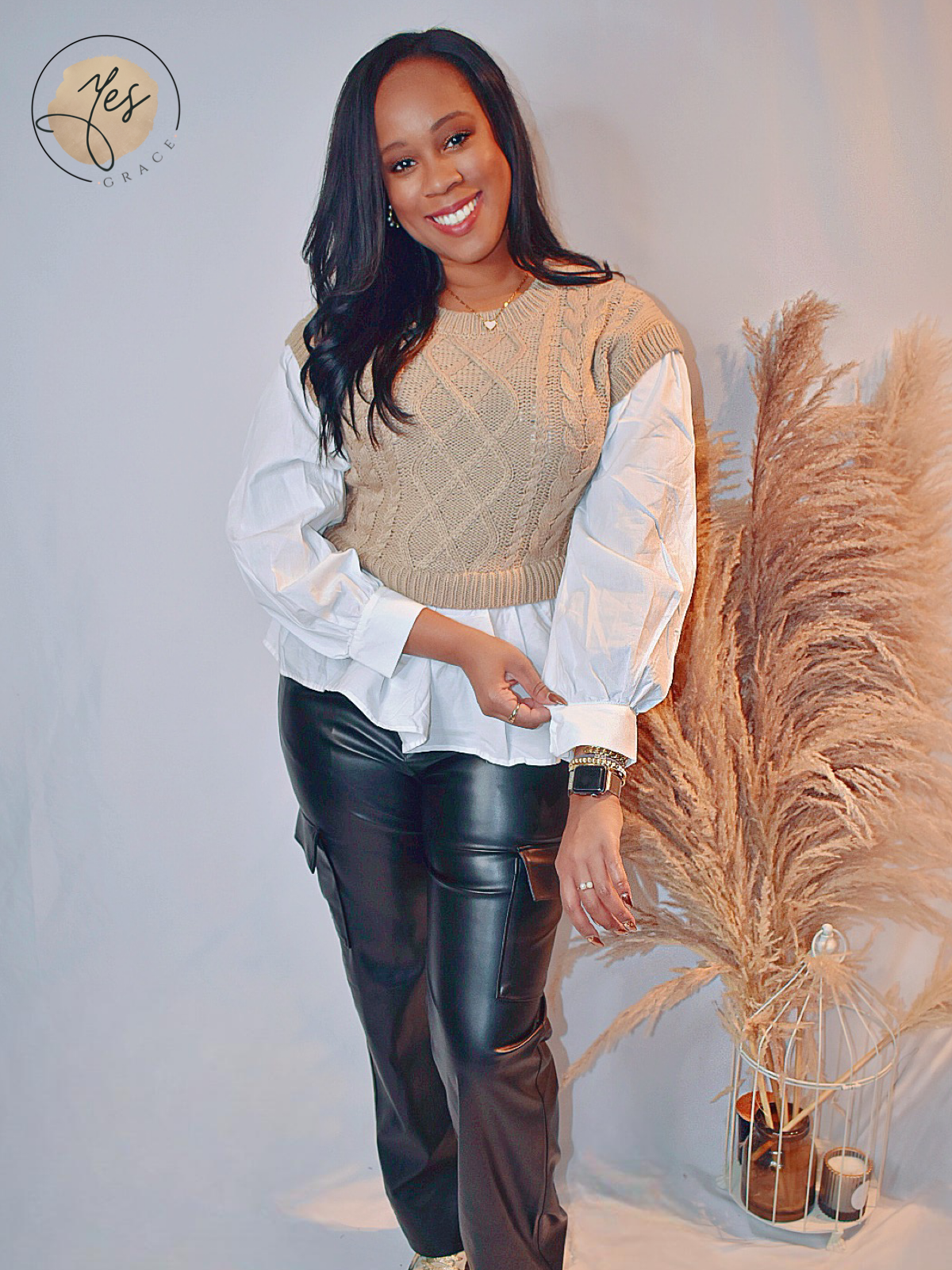 Study Date | Layered Round Neck Knit Sweater Vest