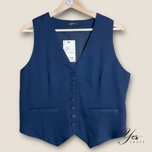 Adeline | Tailored Button Down Waistcoat | Navy