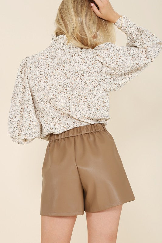 Mission Accomplished | Taupe Vegan leather shorts