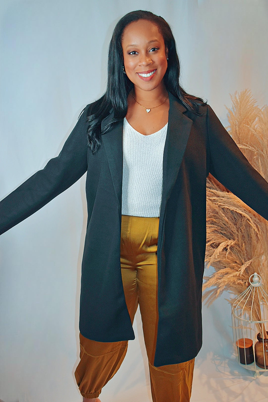 A Little Mysterious | Black Fleece Long Line Coat