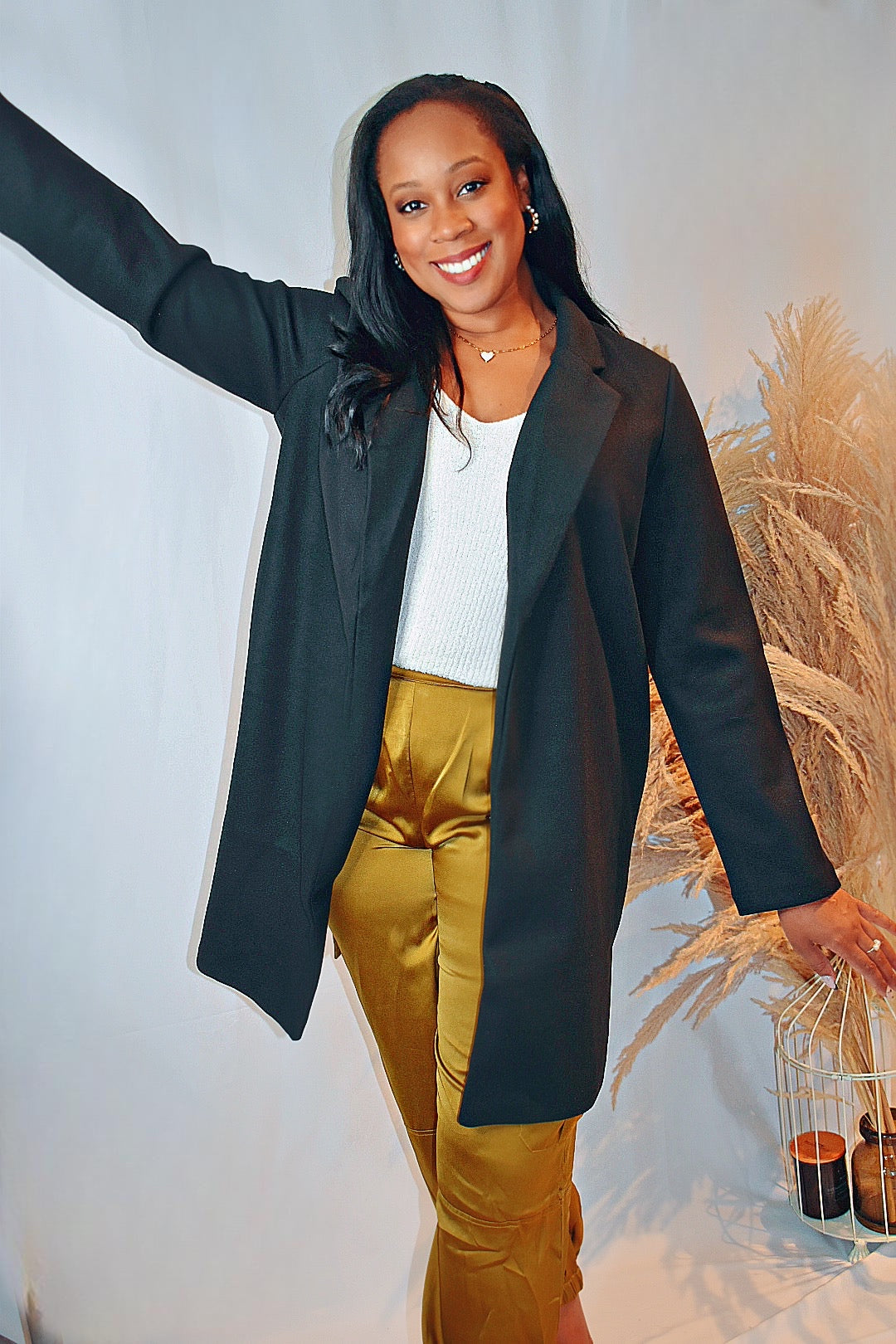 A Little Mysterious | Black Fleece Long Line Coat