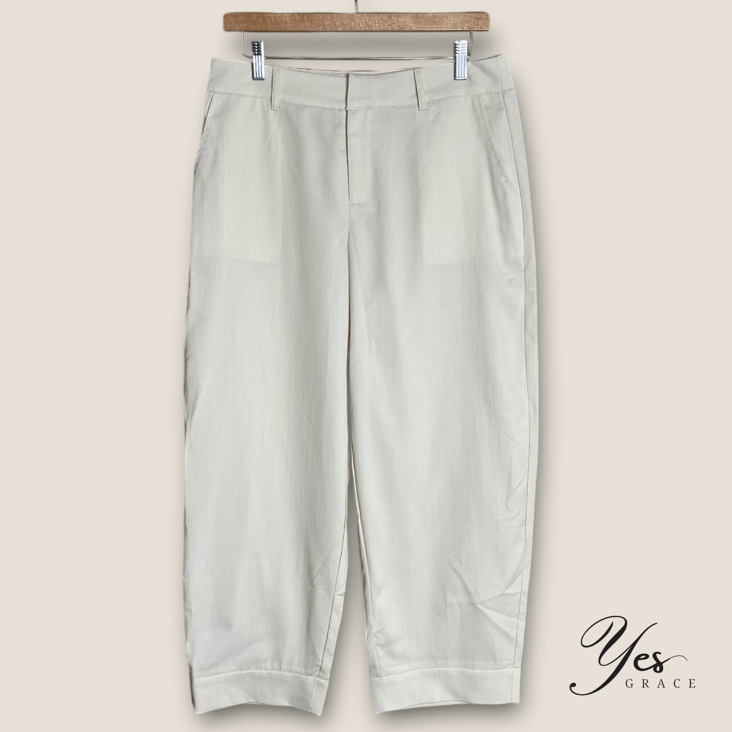 Adrienne | Tailored High Waist Cropped Pants | Cream