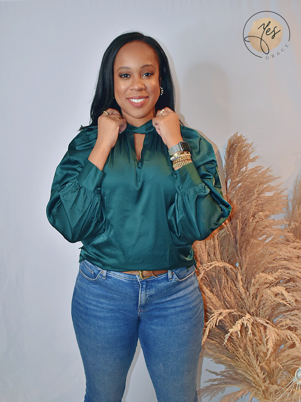 Party Favor(ite) | Hunter Green Twist Keyhole Mock Neck Top