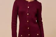 Enticing | Wine LONG SLEEVE BUTTON DOWN SWEATER DRESS