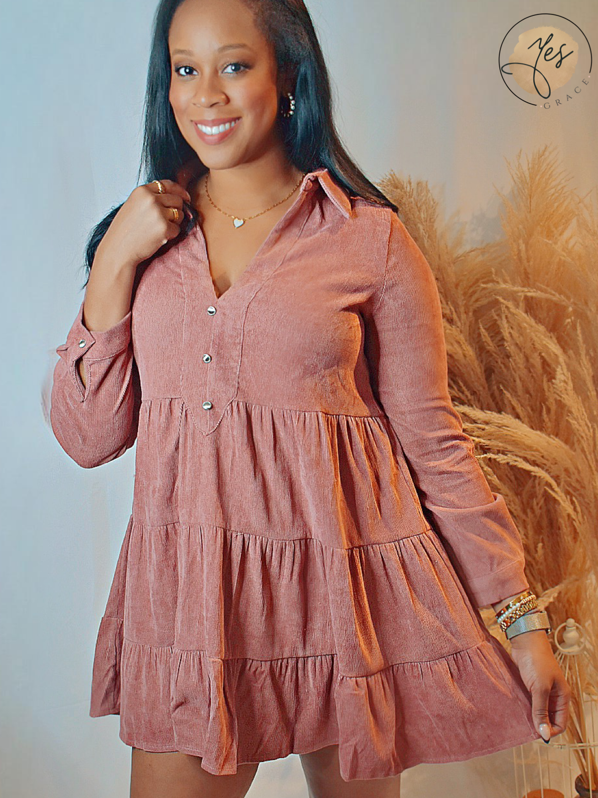 Somewhere Special | Corduroy tiered dress