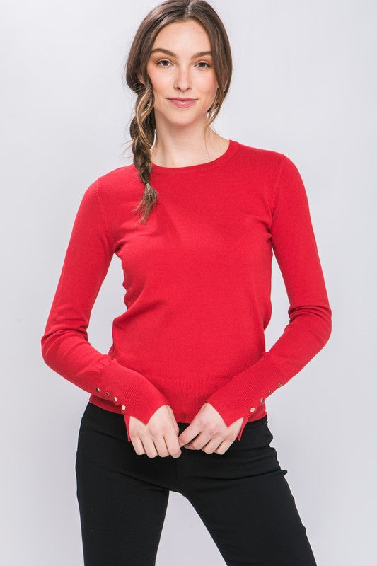 Rosy Cheeks | Red Fine Yarn Sweater Top