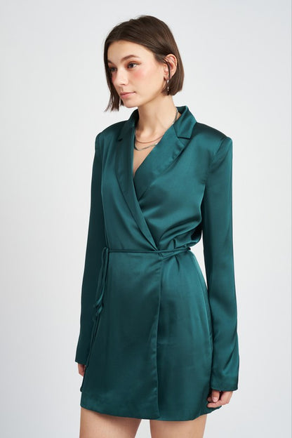 Jackpot | Emerald Green WRAPPED BLAZER MINI DRESS