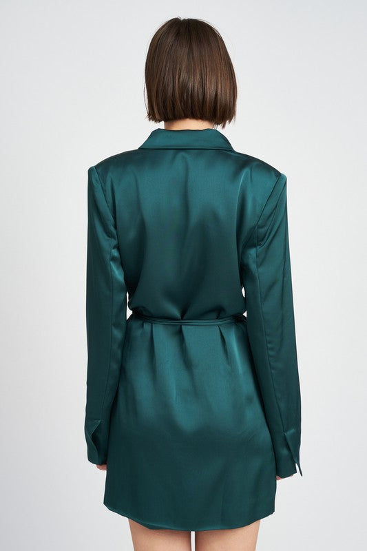 Jackpot | Emerald Green WRAPPED BLAZER MINI DRESS