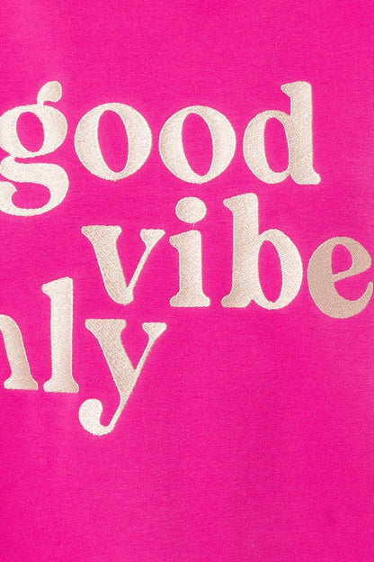 The Vibes | Pink Letter Embroidery Oversized Sweatshirt