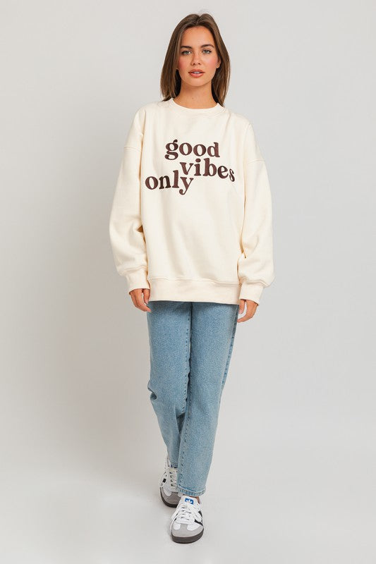 The Vibes | Letter Embroidery Oversized Sweatshirt
