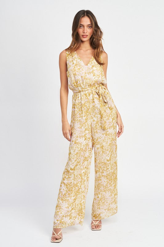 Work-to-Play | Wide Leg Floral Print Jumpsuit