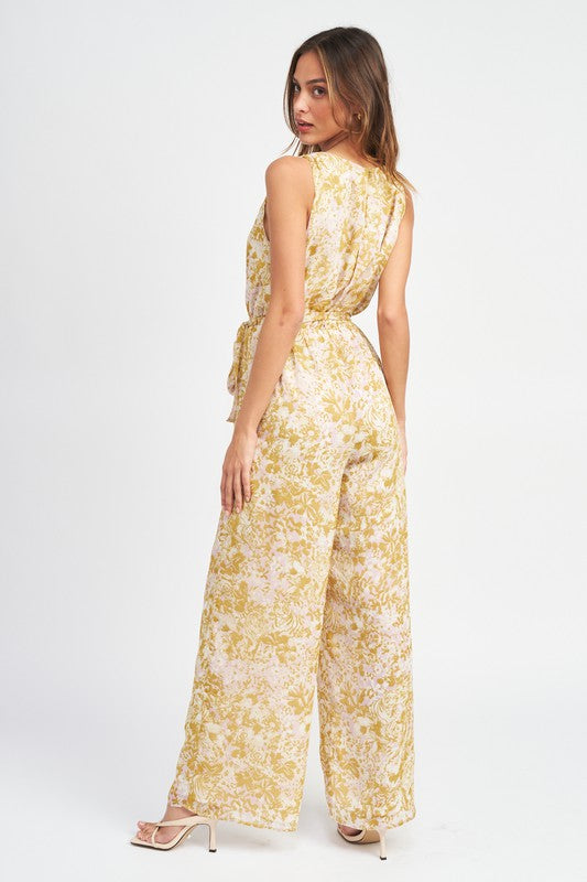 Work-to-Play | Wide Leg Floral Print Jumpsuit