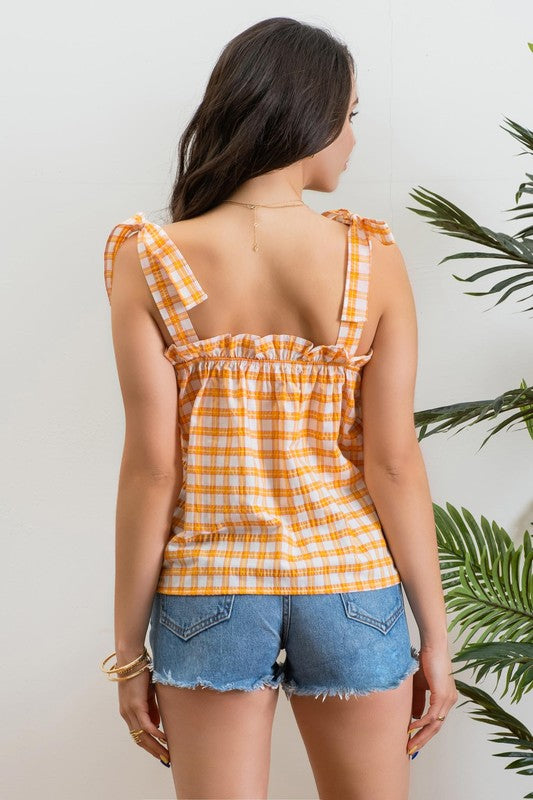 GINGHAM TOP  | Orange