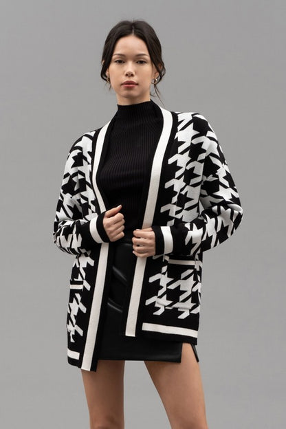 All the allure | Houndstooth Knit Cardigan