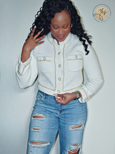 Load image into Gallery viewer, Bougie Betty | Trim Detail Ivory Cardigan
