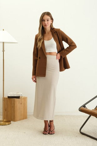 The Next CEO | Brown Solid Double Breasted Jacket