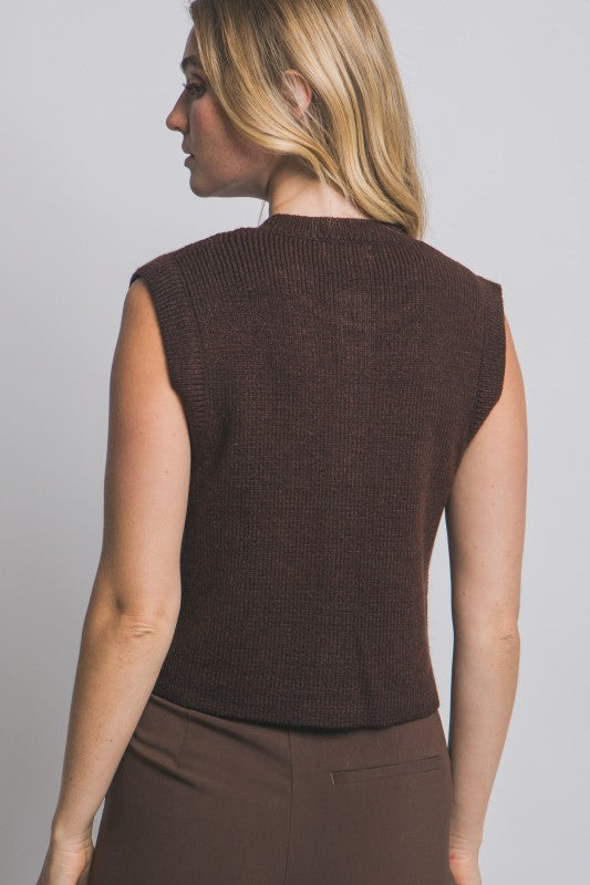Effortless | Mocha Sleeveless Sweater Vest
