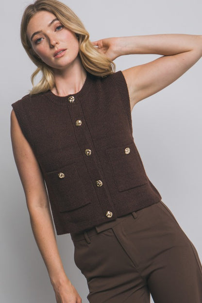 Effortless | Mocha Sleeveless Sweater Vest