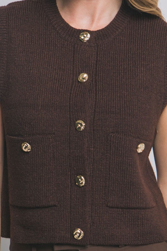 Effortless | Mocha Sleeveless Sweater Vest