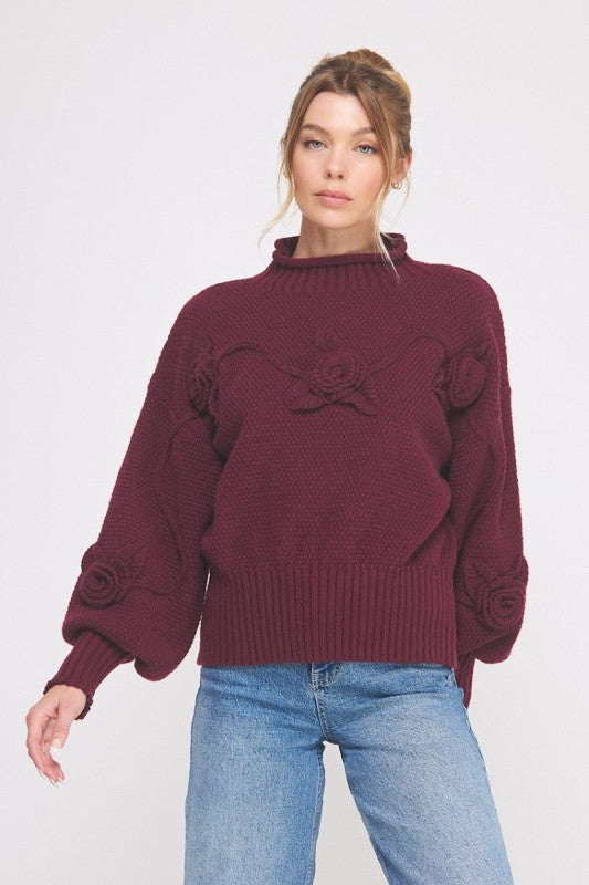 Winter Romance | Lofty Turtle-neck Rose Sweater