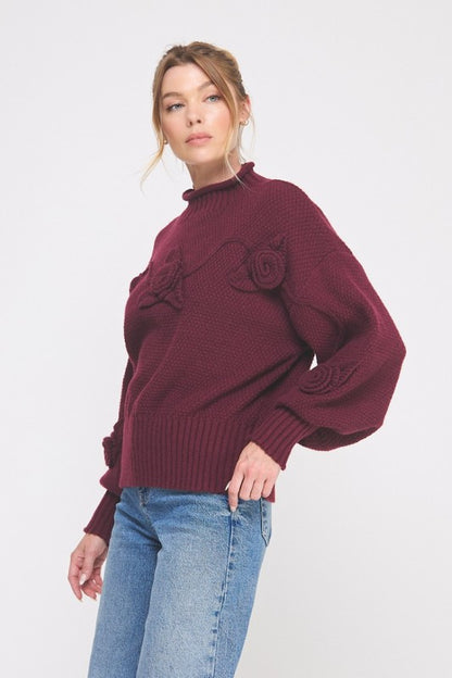 Winter Romance | Lofty Turtle-neck Rose Sweater