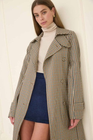 Euro Posh | Plaid Belted Trench Coat